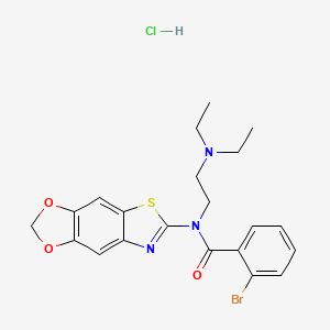 molecular formula C21H23BrClN3O3S B2608960 2-bromo-N-[2-(diethylamino)ethyl]-N-([1,3]dioxolo[4,5-f][1,3]benzothiazol-6-yl)benzamide;hydrochloride CAS No. 1216743-46-2