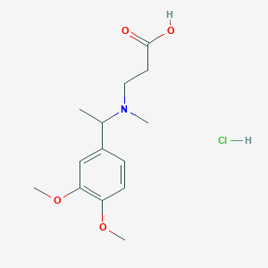 molecular formula C14H22ClNO4 B2608973 3-{[1-(3,4-Dimethoxy-phenyl)-ethyl]-methyl-amino}-propionic acid hydrochloride CAS No. 1049790-67-1