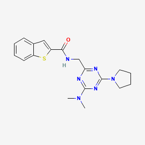 molecular formula C19H22N6OS B2608974 N-((4-(dimethylamino)-6-(pyrrolidin-1-yl)-1,3,5-triazin-2-yl)methyl)benzo[b]thiophene-2-carboxamide CAS No. 2034406-59-0