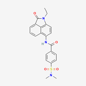 molecular formula C22H21N3O4S B2608980 4-(dimethylsulfamoyl)-N-{2-ethyl-3-oxo-2-azatricyclo[6.3.1.0^{4,12}]dodeca-1(11),4(12),5,7,9-pentaen-9-yl}benzamide CAS No. 313276-00-5