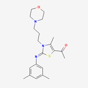molecular formula C21H29N3O2S B2608986 (Z)-1-(2-((3,5-dimethylphenyl)imino)-4-methyl-3-(3-morpholinopropyl)-2,3-dihydrothiazol-5-yl)ethanone CAS No. 905781-32-0
