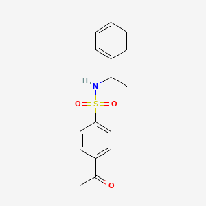 molecular formula C16H17NO3S B2608994 4-乙酰-N-(1-苯乙基)苯基-1-磺酰胺 CAS No. 732292-21-6