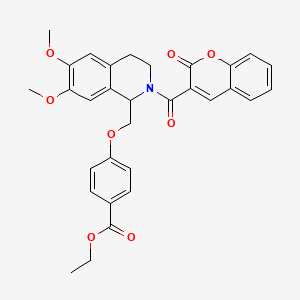 molecular formula C31H29NO8 B2609011 ethyl 4-((6,7-dimethoxy-2-(2-oxo-2H-chromene-3-carbonyl)-1,2,3,4-tetrahydroisoquinolin-1-yl)methoxy)benzoate CAS No. 681155-45-3