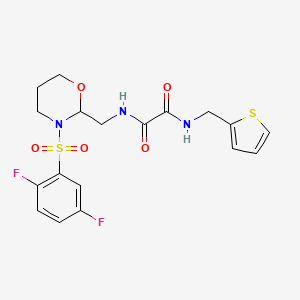 molecular formula C18H19F2N3O5S2 B2609046 N'-{[3-(2,5-difluorobenzenesulfonyl)-1,3-oxazinan-2-yl]methyl}-N-[(thiophen-2-yl)methyl]ethanediamide CAS No. 872976-60-8