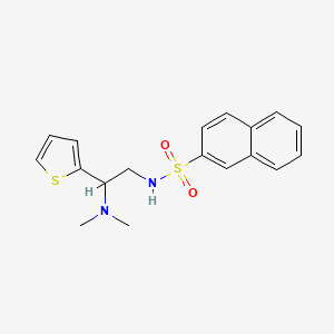 molecular formula C18H20N2O2S2 B2609047 N-(2-(dimethylamino)-2-(thiophen-2-yl)ethyl)naphthalene-2-sulfonamide CAS No. 941996-93-6