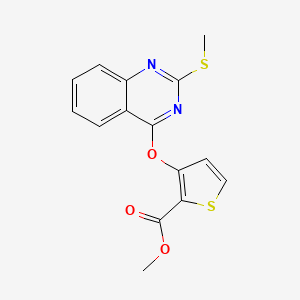 molecular formula C15H12N2O3S2 B2609067 Methyl 3-{[2-(methylsulfanyl)-4-quinazolinyl]oxy}-2-thiophenecarboxylate CAS No. 477845-77-5