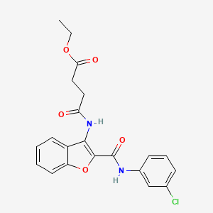 molecular formula C21H19ClN2O5 B2609085 Ethyl 4-((2-((3-chlorophenyl)carbamoyl)benzofuran-3-yl)amino)-4-oxobutanoate CAS No. 888442-71-5