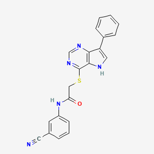 molecular formula C21H15N5OS B2609099 N-(3-Cyanophenyl)-2-({7-phenyl-5H-pyrrolo[3,2-D]pyrimidin-4-YL}sulfanyl)acetamide CAS No. 1251552-27-8