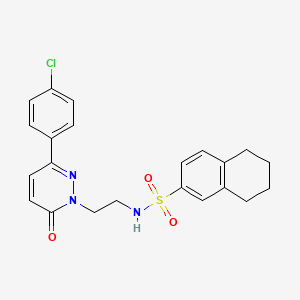 molecular formula C22H22ClN3O3S B2609103 N-(2-(3-(4-chlorophenyl)-6-oxopyridazin-1(6H)-yl)ethyl)-5,6,7,8-tetrahydronaphthalene-2-sulfonamide CAS No. 921513-54-4