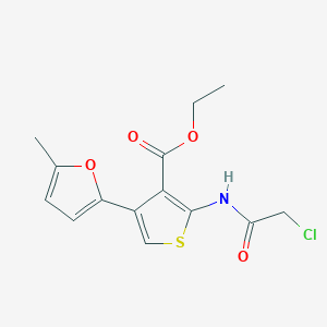 molecular formula C14H14ClNO4S B2609168 Ethyl 2-[(chloroacetyl)amino]-4-(5-methyl-2-furyl)thiophene-3-carboxylate CAS No. 736960-88-6