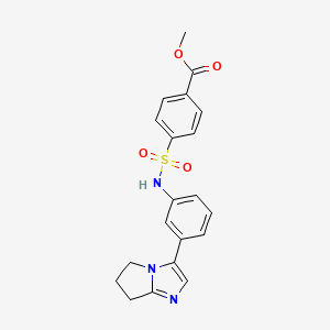 molecular formula C20H19N3O4S B2609178 methyl 4-(N-(3-(6,7-dihydro-5H-pyrrolo[1,2-a]imidazol-3-yl)phenyl)sulfamoyl)benzoate CAS No. 1797224-73-7