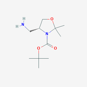 molecular formula C11H22N2O3 B2609190 (R)-tert-Butyl 4-(aminomethyl)-2,2-dimethyloxazolidine-3-carboxylate CAS No. 140645-64-3