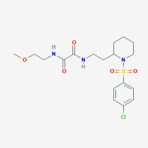molecular formula C18H26ClN3O5S B2609199 N'-{2-[1-(4-chlorobenzenesulfonyl)piperidin-2-yl]ethyl}-N-(2-methoxyethyl)ethanediamide CAS No. 898425-98-4