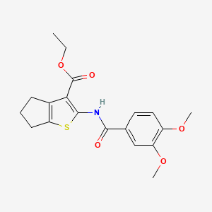 molecular formula C19H21NO5S B2609228 ethyl 2-[(3,4-dimethoxybenzoyl)amino]-5,6-dihydro-4H-cyclopenta[b]thiophene-3-carboxylate CAS No. 301305-76-0