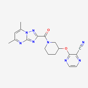 3-((1-(5,7-Dimethyl-[1,2,4]triazolo[1,5-a]pyrimidine-2-carbonyl)piperidin-3-yl)oxy)pyrazine-2-carbonitrile