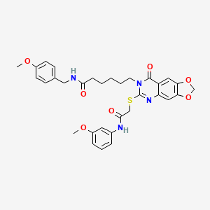 N-(4-methoxybenzyl)-6-(6-((2-((3-methoxyphenyl)amino)-2-oxoethyl)thio)-8-oxo-[1,3]dioxolo[4,5-g]quinazolin-7(8H)-yl)hexanamide