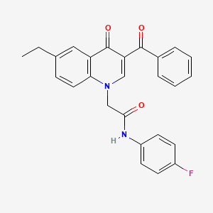 molecular formula C26H21FN2O3 B2609303 2-(3-benzoyl-6-ethyl-4-oxo-1,4-dihydroquinolin-1-yl)-N-(4-fluorophenyl)acetamide CAS No. 895653-19-7