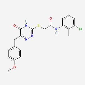 molecular formula C20H19ClN4O3S B2609311 N-(3-chloro-2-methylphenyl)-2-((6-(4-methoxybenzyl)-5-oxo-4,5-dihydro-1,2,4-triazin-3-yl)thio)acetamide CAS No. 898608-01-0