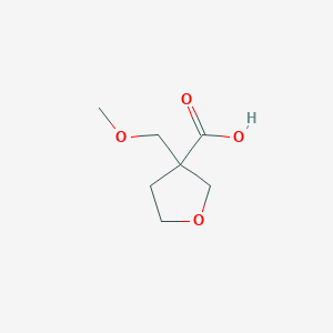 molecular formula C7H12O4 B2609333 3-(Methoxymethyl)oxolane-3-carboxylic acid CAS No. 1566654-21-4