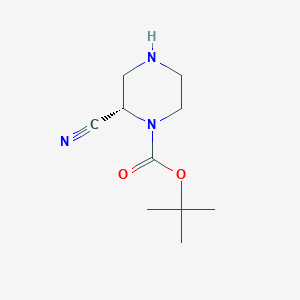 molecular formula C10H17N3O2 B2609336 (S)-tert-Butyl 2-cyanopiperazine-1-carboxylate CAS No. 1359658-29-9; 1359658-44-8