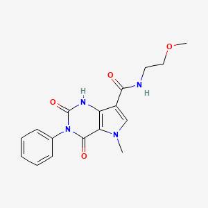 molecular formula C17H18N4O4 B2609382 N-(2-methoxyethyl)-5-methyl-2,4-dioxo-3-phenyl-2,3,4,5-tetrahydro-1H-pyrrolo[3,2-d]pyrimidine-7-carboxamide CAS No. 921508-51-2