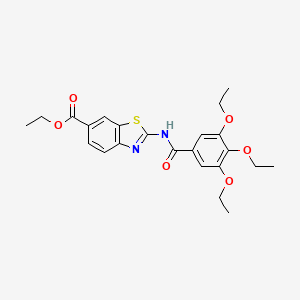 molecular formula C23H26N2O6S B2609402 Ethyl 2-(3,4,5-triethoxybenzamido)benzo[d]thiazole-6-carboxylate CAS No. 946276-95-5
