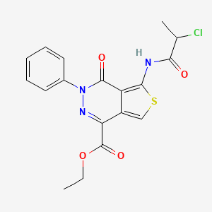 molecular formula C18H16ClN3O4S B2609408 ethyl 5-(2-chloropropanamido)-4-oxo-3-phenyl-3H,4H-thieno[3,4-d]pyridazine-1-carboxylate CAS No. 851946-92-4