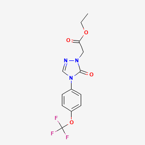 molecular formula C13H12F3N3O4 B2609416 ethyl 2-{5-oxo-4-[4-(trifluoromethoxy)phenyl]-4,5-dihydro-1H-1,2,4-triazol-1-yl}acetate CAS No. 866149-41-9