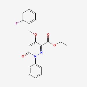 molecular formula C20H17FN2O4 B2609488 Ethyl 4-((2-fluorobenzyl)oxy)-6-oxo-1-phenyl-1,6-dihydropyridazine-3-carboxylate CAS No. 886952-14-3