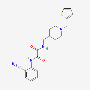 molecular formula C20H22N4O2S B2609491 N'-(2-cyanophenyl)-N-({1-[(thiophen-2-yl)methyl]piperidin-4-yl}methyl)ethanediamide CAS No. 953231-05-5