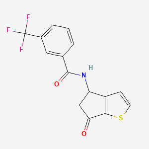 molecular formula C15H10F3NO2S B2609554 N-(6-oxo-5,6-dihydro-4H-cyclopenta[b]thiophen-4-yl)-3-(trifluoromethyl)benzenecarboxamide CAS No. 865658-93-1
