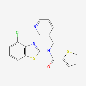 molecular formula C18H12ClN3OS2 B2609573 N-(4-chloro-1,3-benzothiazol-2-yl)-N-[(pyridin-3-yl)methyl]thiophene-2-carboxamide CAS No. 895015-62-0