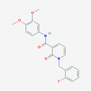 molecular formula C21H19FN2O4 B2609596 N-(3,4-dimethoxyphenyl)-1-[(2-fluorophenyl)methyl]-2-oxo-1,2-dihydropyridine-3-carboxamide CAS No. 946378-83-2