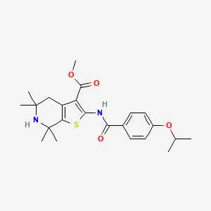 molecular formula C23H30N2O4S B2609607 methyl 5,5,7,7-tetramethyl-2-[4-(propan-2-yloxy)benzamido]-4H,5H,6H,7H-thieno[2,3-c]pyridine-3-carboxylate CAS No. 887901-12-4