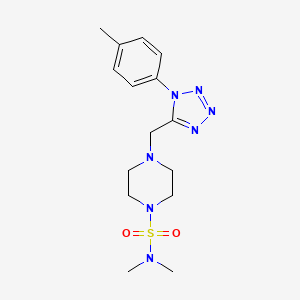 molecular formula C15H23N7O2S B2609609 N,N-dimethyl-4-((1-(p-tolyl)-1H-tetrazol-5-yl)methyl)piperazine-1-sulfonamide CAS No. 1049432-00-9