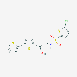 molecular formula C14H12ClNO3S4 B2609683 N-(2-{[2,2'-bithiophene]-5-yl}-2-hydroxyethyl)-5-chlorothiophene-2-sulfonamide CAS No. 2097899-95-9