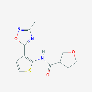 molecular formula C12H13N3O3S B2609690 N-[3-(3-methyl-1,2,4-oxadiazol-5-yl)thiophen-2-yl]oxolane-3-carboxamide CAS No. 2034615-49-9