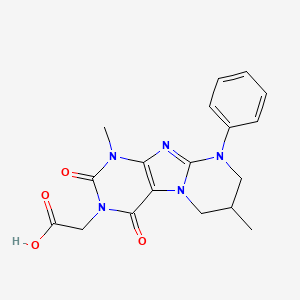 molecular formula C18H19N5O4 B2609717 2-(1,7-dimethyl-2,4-dioxo-9-phenyl-7,8-dihydro-6H-purino[7,8-a]pyrimidin-3-yl)acetic acid CAS No. 878423-60-0