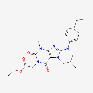 molecular formula C22H27N5O4 B2609720 ethyl 2-[9-(4-ethylphenyl)-1,7-dimethyl-2,4-dioxo-1H,2H,3H,4H,6H,7H,8H,9H-pyrimido[1,2-g]purin-3-yl]acetate CAS No. 845627-57-8