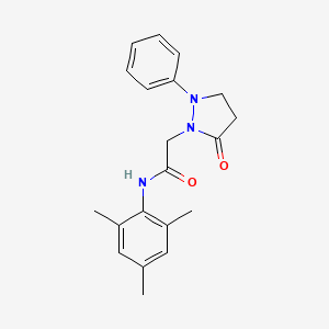 molecular formula C20H23N3O2 B2609740 2-(5-oxo-2-phenylpyrazolidin-1-yl)-N-(2,4,6-trimethylphenyl)acetamide CAS No. 2034574-95-1