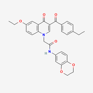 molecular formula C30H28N2O6 B2609754 N-(2,3-dihydro-1,4-benzodioxin-6-yl)-2-[6-ethoxy-3-(4-ethylbenzoyl)-4-oxo-1,4-dihydroquinolin-1-yl]acetamide CAS No. 895645-30-4