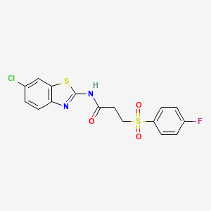 molecular formula C16H12ClFN2O3S2 B2609763 N-(6-chloro-1,3-benzothiazol-2-yl)-3-(4-fluorobenzenesulfonyl)propanamide CAS No. 898414-65-8
