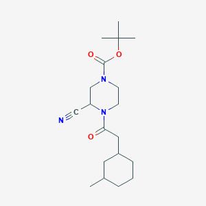 molecular formula C19H31N3O3 B2609843 Tert-butyl 3-cyano-4-[2-(3-methylcyclohexyl)acetyl]piperazine-1-carboxylate CAS No. 1384594-45-9