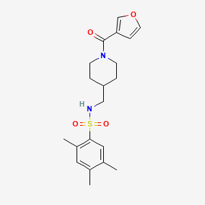 molecular formula C20H26N2O4S B2609923 N-((1-(furan-3-carbonyl)piperidin-4-yl)methyl)-2,4,5-trimethylbenzenesulfonamide CAS No. 1396673-87-2
