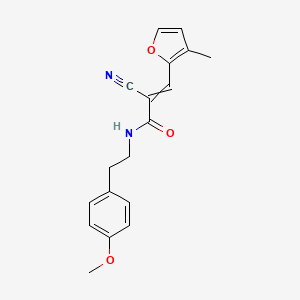 molecular formula C18H18N2O3 B2609928 2-cyano-N-[2-(4-methoxyphenyl)ethyl]-3-(3-methylfuran-2-yl)prop-2-enamide CAS No. 1424630-00-1