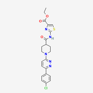 molecular formula C22H22ClN5O3S B2609935 Ethyl 2-(1-(6-(4-chlorophenyl)pyridazin-3-yl)piperidine-4-carboxamido)thiazole-4-carboxylate CAS No. 1105218-01-6