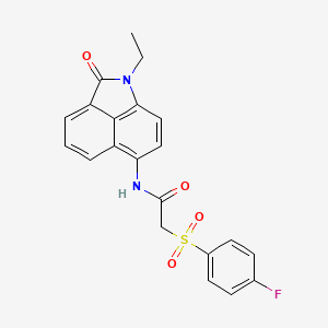 molecular formula C21H17FN2O4S B2609946 N-(1-ethyl-2-oxo-1,2-dihydrobenzo[cd]indol-6-yl)-2-((4-fluorophenyl)sulfonyl)acetamide CAS No. 895472-69-2
