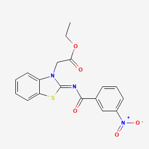 molecular formula C18H15N3O5S B2609962 ethyl 2-[(2Z)-2-[(3-nitrobenzoyl)imino]-2,3-dihydro-1,3-benzothiazol-3-yl]acetate CAS No. 865246-96-4