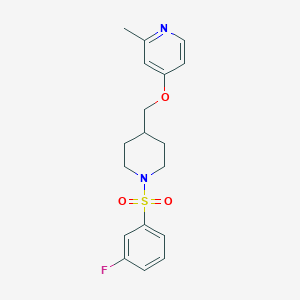 molecular formula C18H21FN2O3S B2609966 4-{[1-(3-Fluorobenzenesulfonyl)piperidin-4-yl]methoxy}-2-methylpyridine CAS No. 2380033-88-3