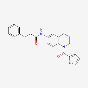 molecular formula C23H22N2O3 B2609976 N-[1-(furan-2-carbonyl)-1,2,3,4-tetrahydroquinolin-6-yl]-3-phenylpropanamide CAS No. 1005298-47-4